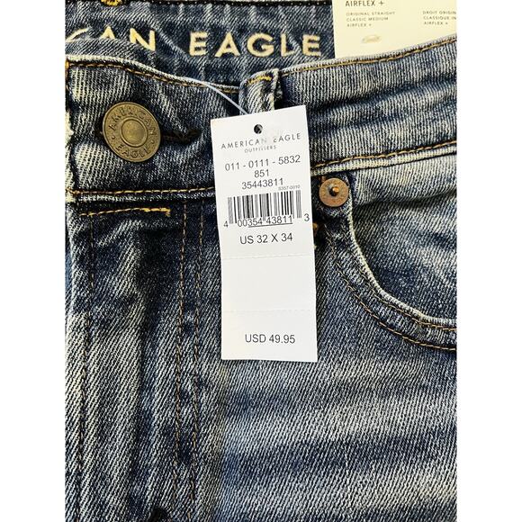 American Eagle Men's Airflex + original Straight Stretch Jeans - Size 32W x 34L - Picture 9 of 10